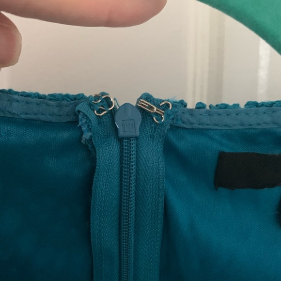 Teal Blue Crochet Sleeveless Mini Dress from Forever 21 Size Medium - Picture 6 of 7